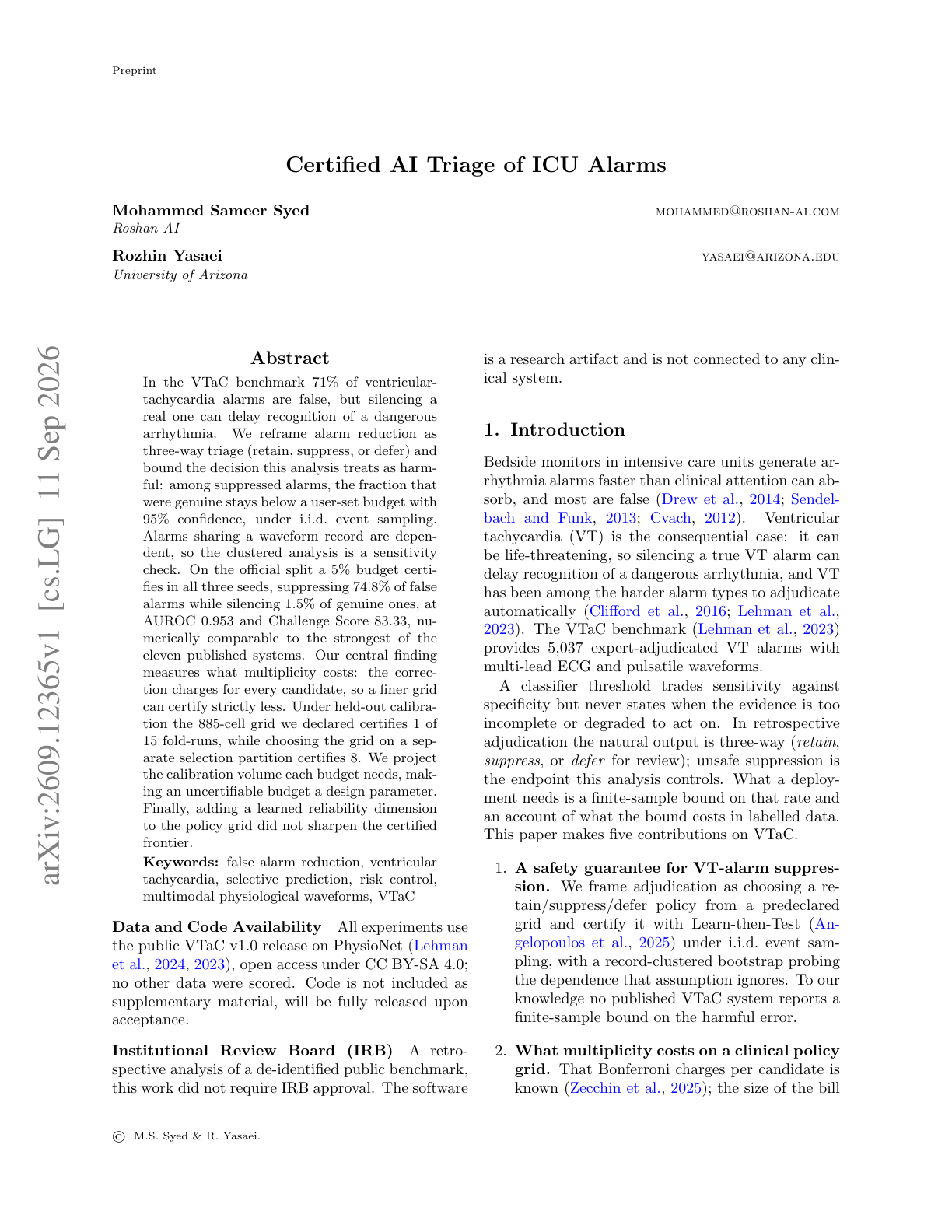 Certified AI Triage of ICU Alarms preview