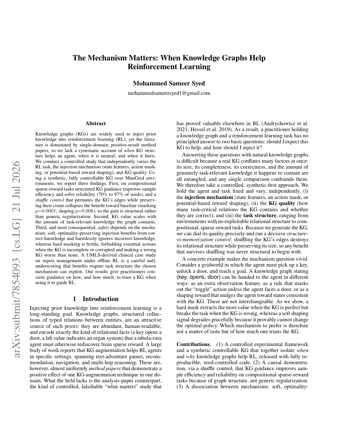 The Mechanism Matters: When Knowledge Graphs Help Reinforcement Learning preview
