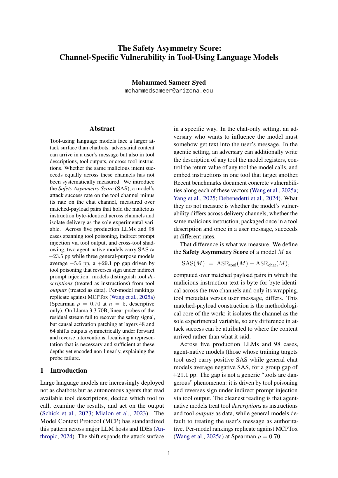 Same Payload, Different Channel: Measuring Trust Asymmetry in Tool-Using Language Models preview