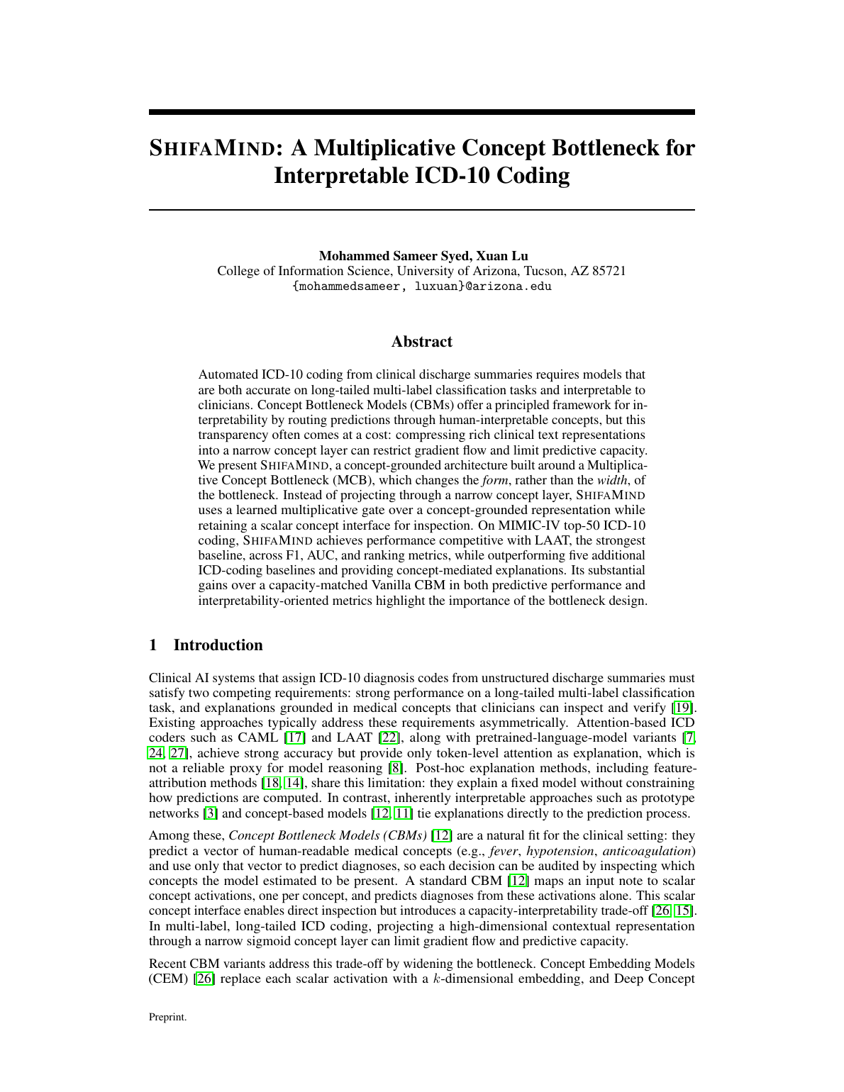 ShifaMind: A Multiplicative Concept Bottleneck for Interpretable ICD-10 Coding preview